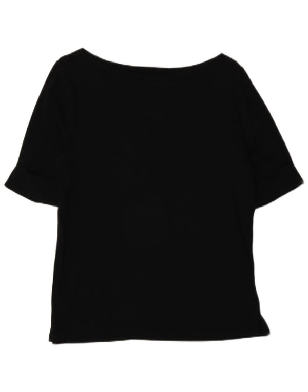 Ralph Lauren Blusa para Mujer Top UK 16 Grande Algodón Negro