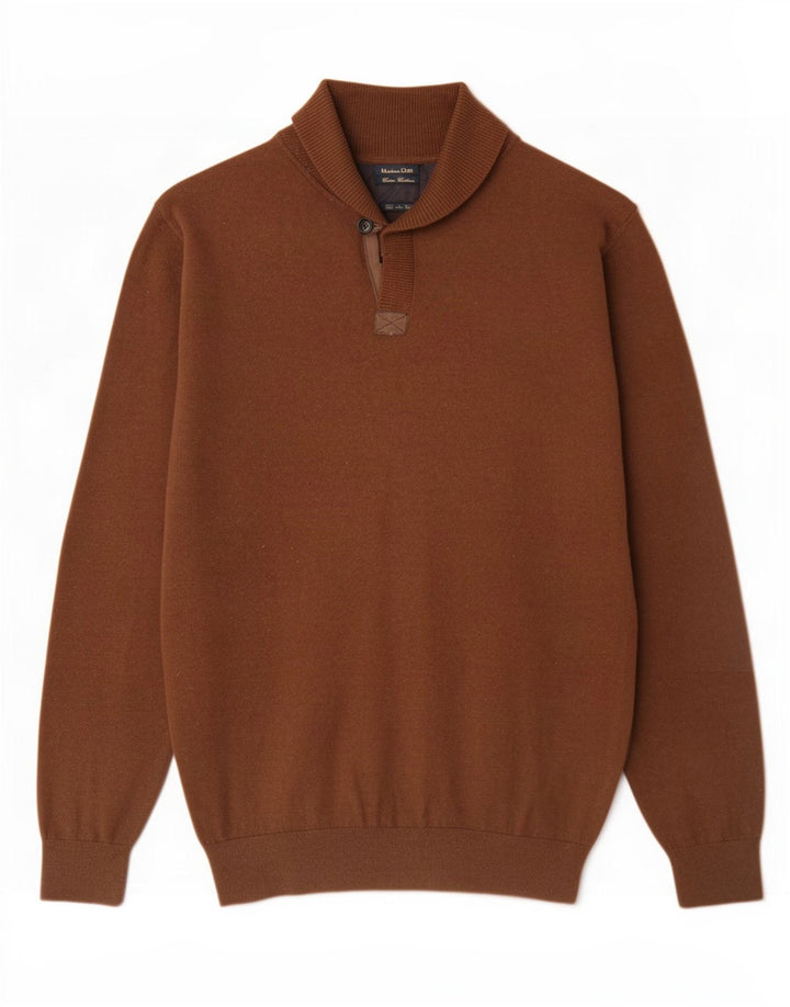 Massimo Dutti Jersey Hombre Cuello Chal XL Algodón Marrón