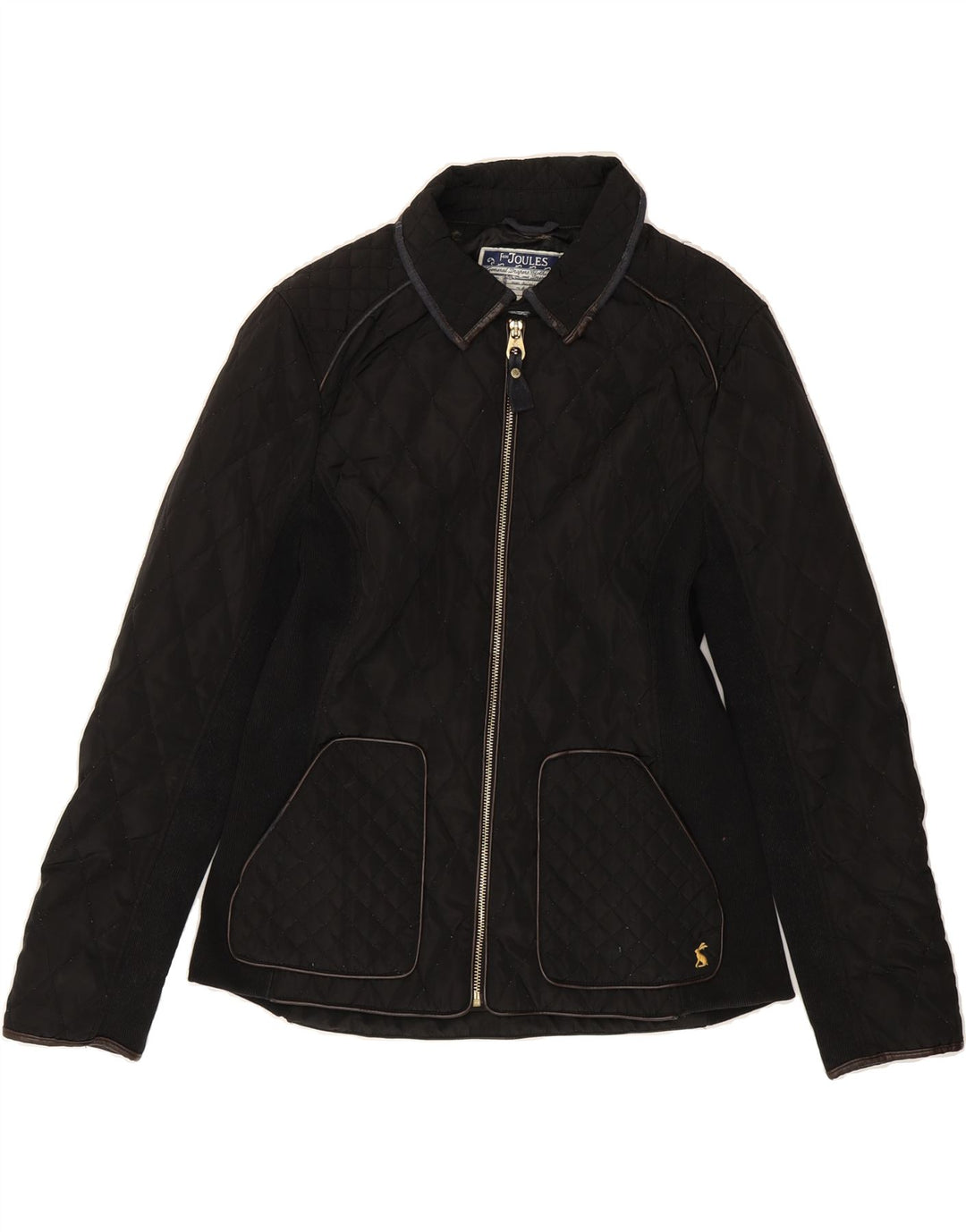 JOULES Womens Quilted Jacket UK 14 Medium Black Polyester Vintage Joules and Second-Hand Joules from Messina Hembry 