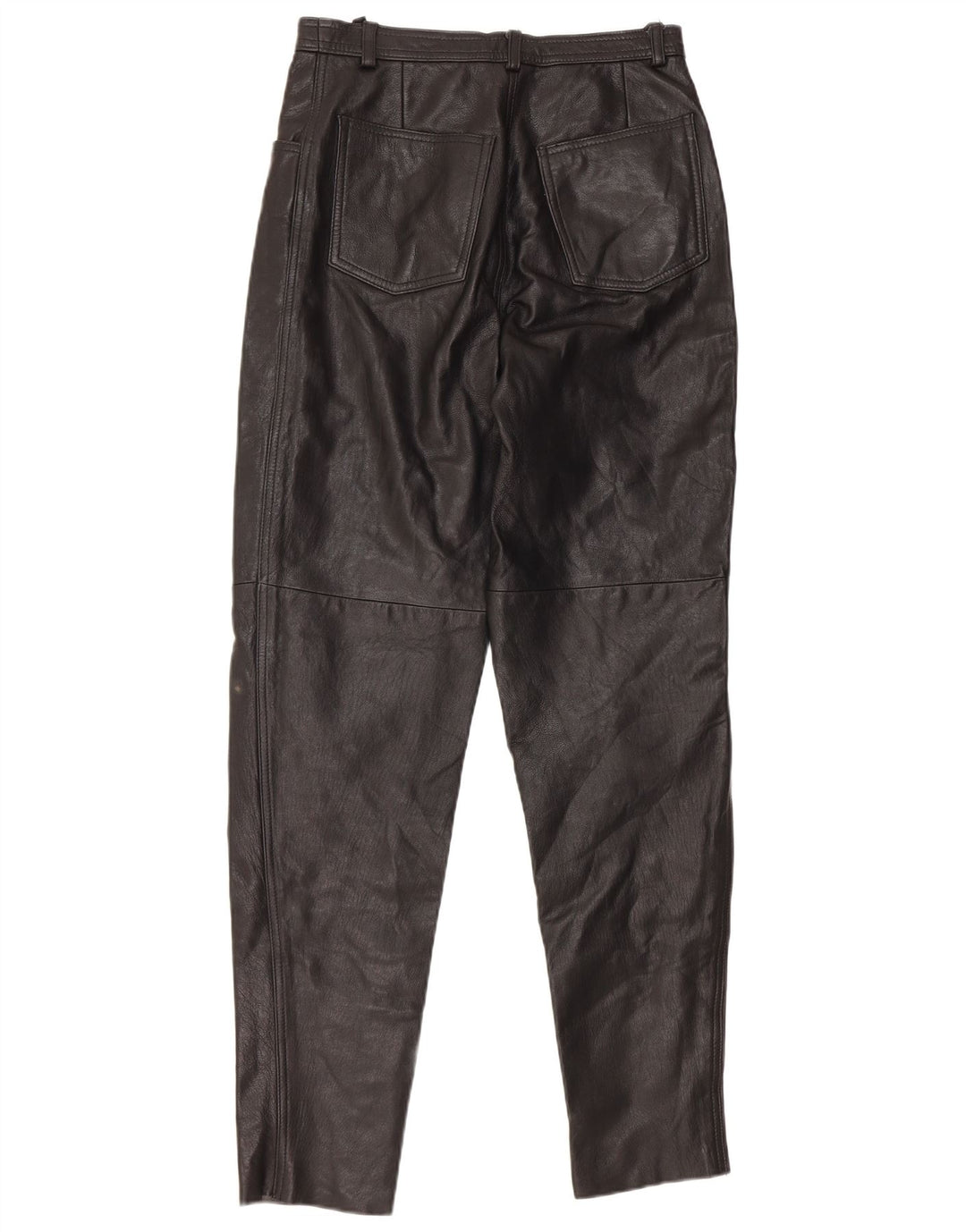 VINTAGE Pantalones de cintura alta para mujer IT 46 Grande W28 L32 Cuero negro