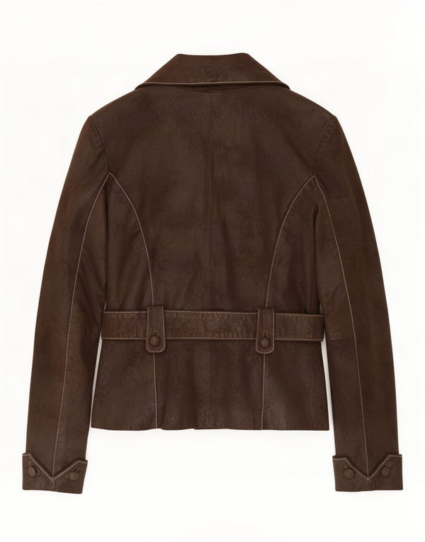 Rino&Pelle Chaqueta de cuero para mujer IT 38 XS Marrón