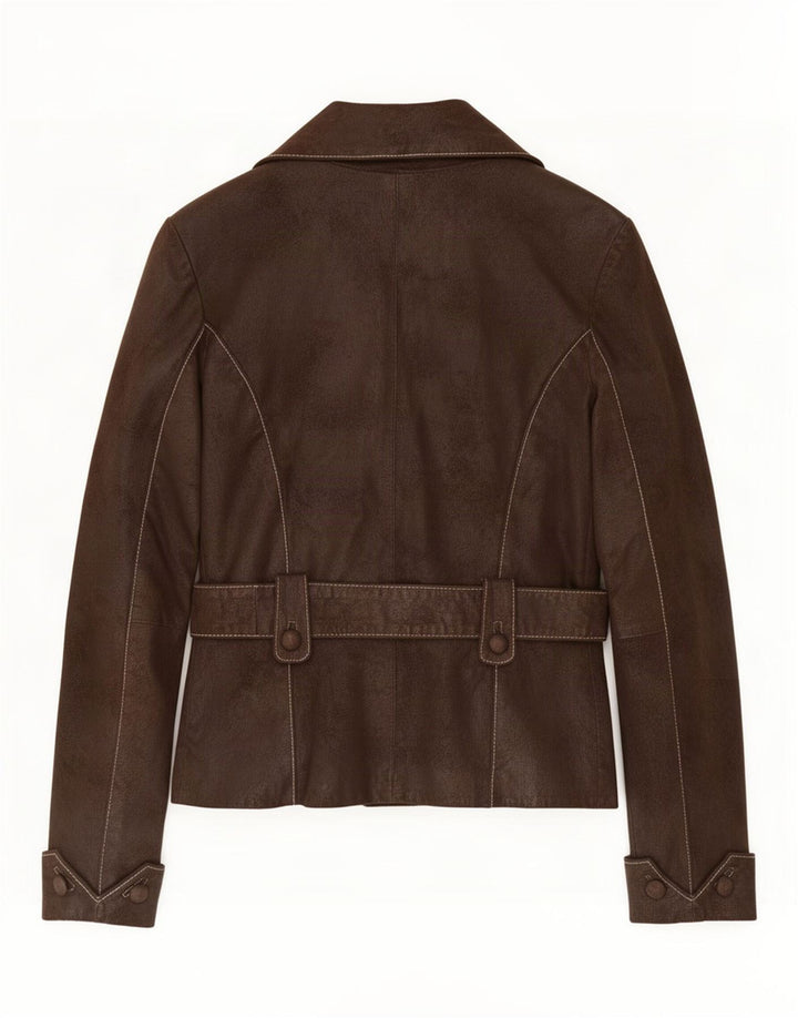 Rino&Pelle Chaqueta de cuero para mujer IT 38 XS Marrón