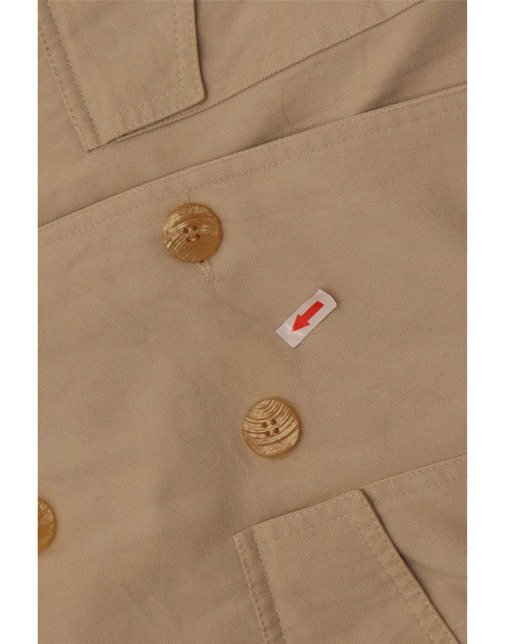Vintage mujer doble pecho abrigo Reino Unido 14 grande beige
