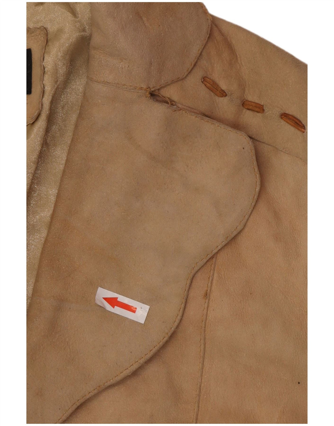 Vintage mujer ante cuero abrigo Reino Unido 12 cuero beige medio