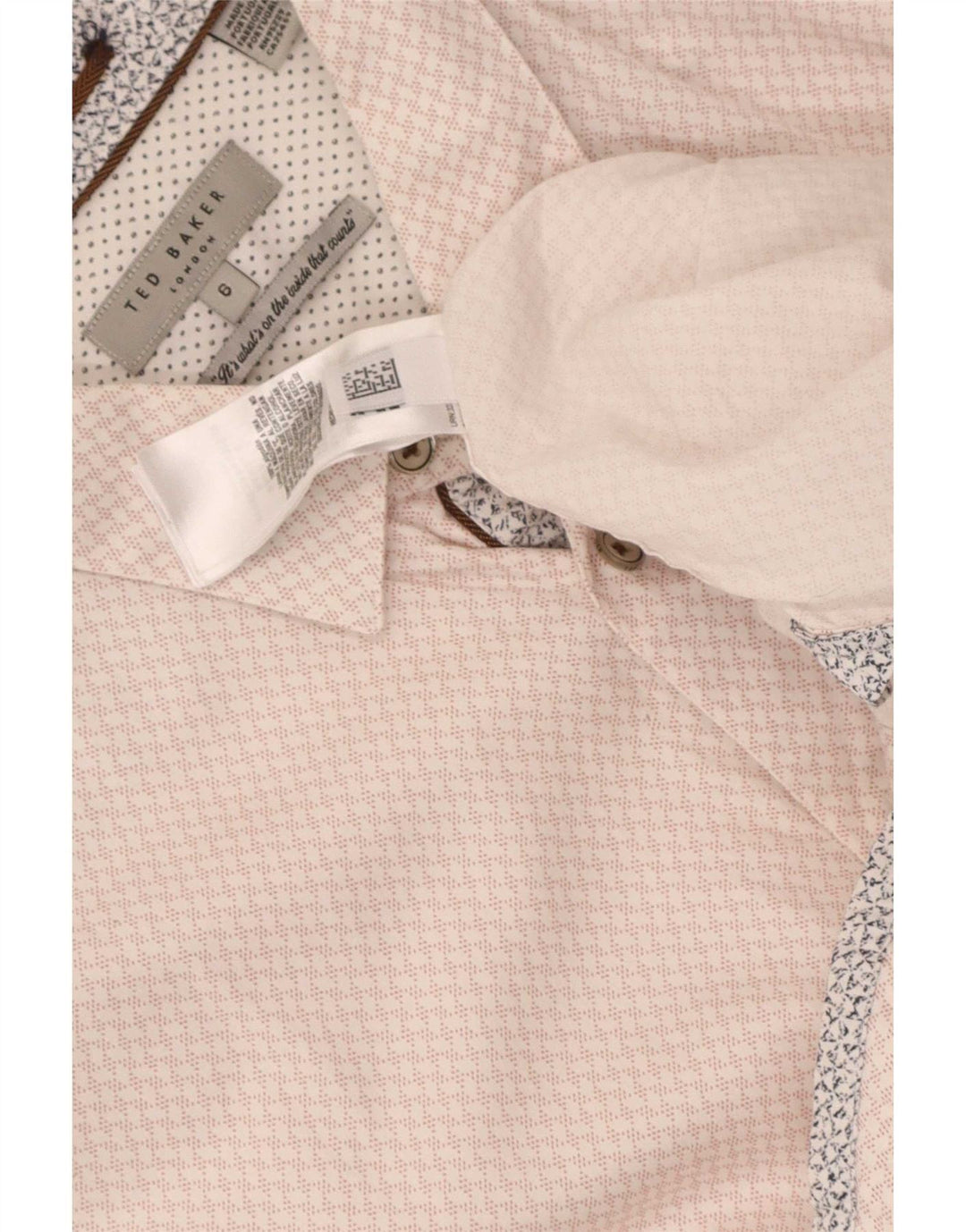 Ted Baker Camisa para hombre Talla 6 2XL Algodón geométrico rosa