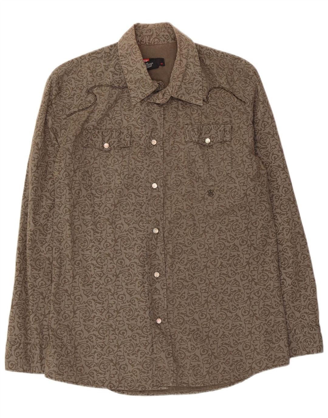 Camisa Diesel Hombre Small Marrón Paisley Algodón