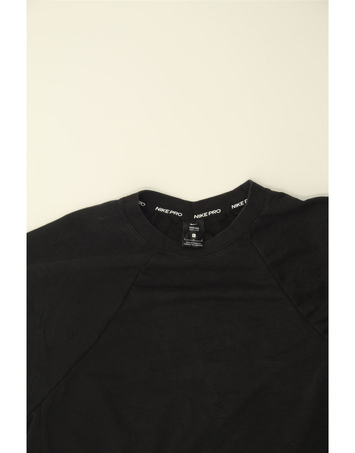 NIKE Womens Crop Sweatshirt Jumper UK 16 Large Black Cotton Vintage Nike and Second-Hand Nike from Messina Hembry 