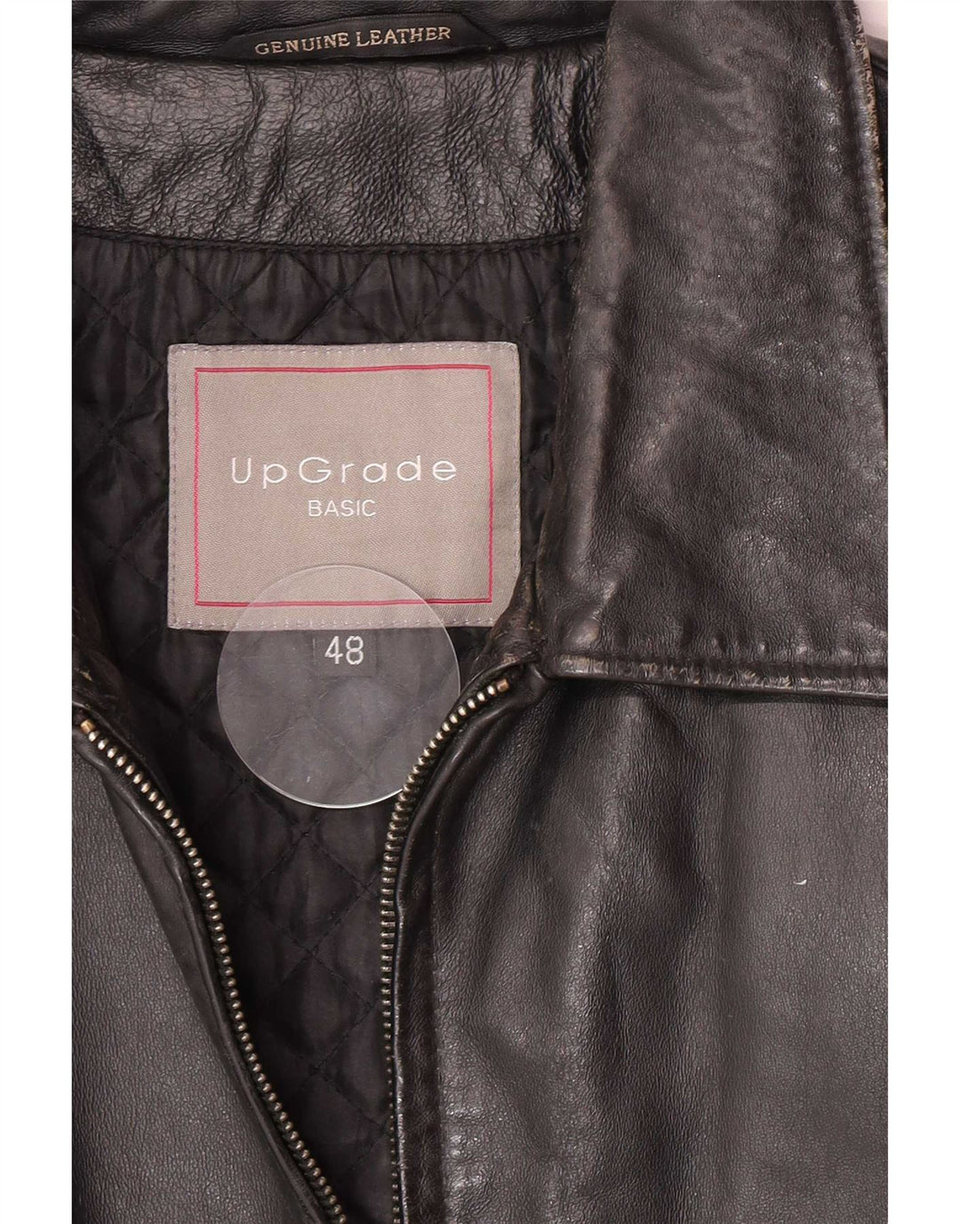Chaqueta de cuero vintage para hombre IT 48 Medio Negro