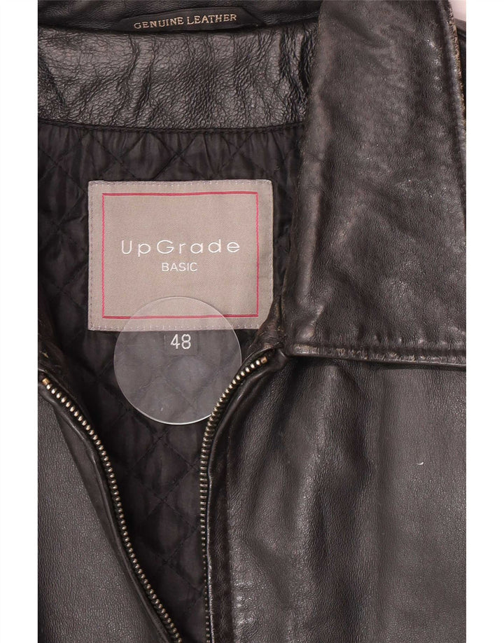 Chaqueta de cuero vintage para hombre IT 48 Medio Negro