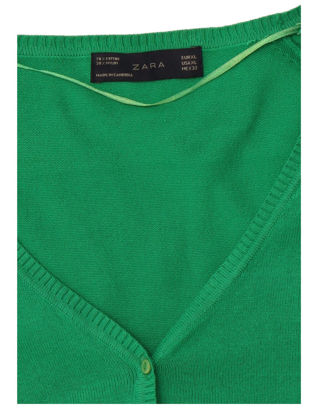 ZARA Mujer Jersey Cárdigan ES 40 XL Algodón Verde