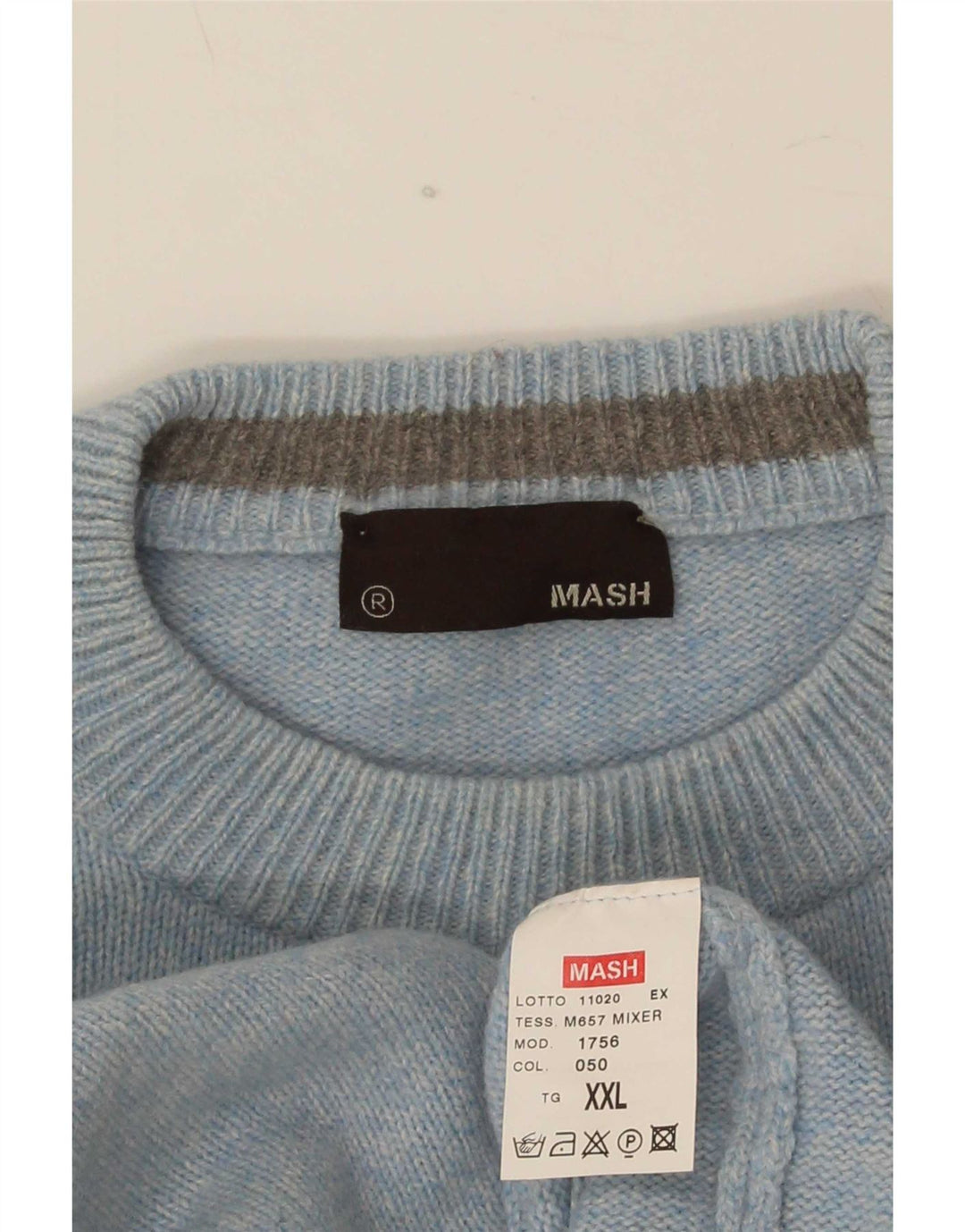 Mash Jersey de cuello redondo para hombre, talla 2XL, lana azul