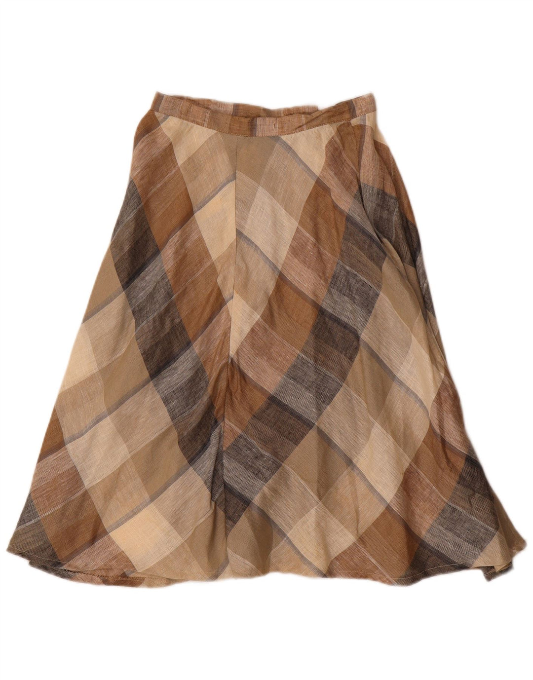 Vintage mujer A-Line falda W24 XS marrón comprobar