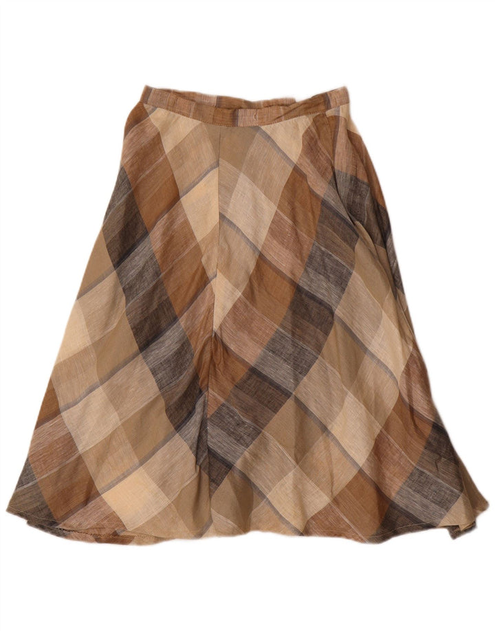 Vintage mujer A-Line falda W24 XS marrón comprobar
