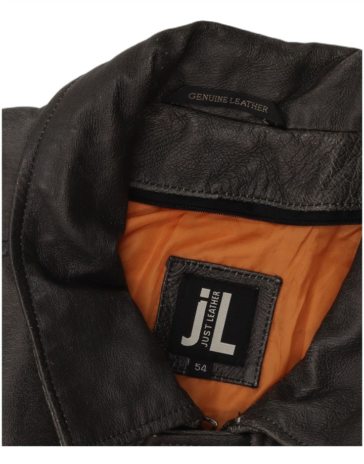 Vintage hombres chaqueta de cuero militar IT 54 2XL cuero negro