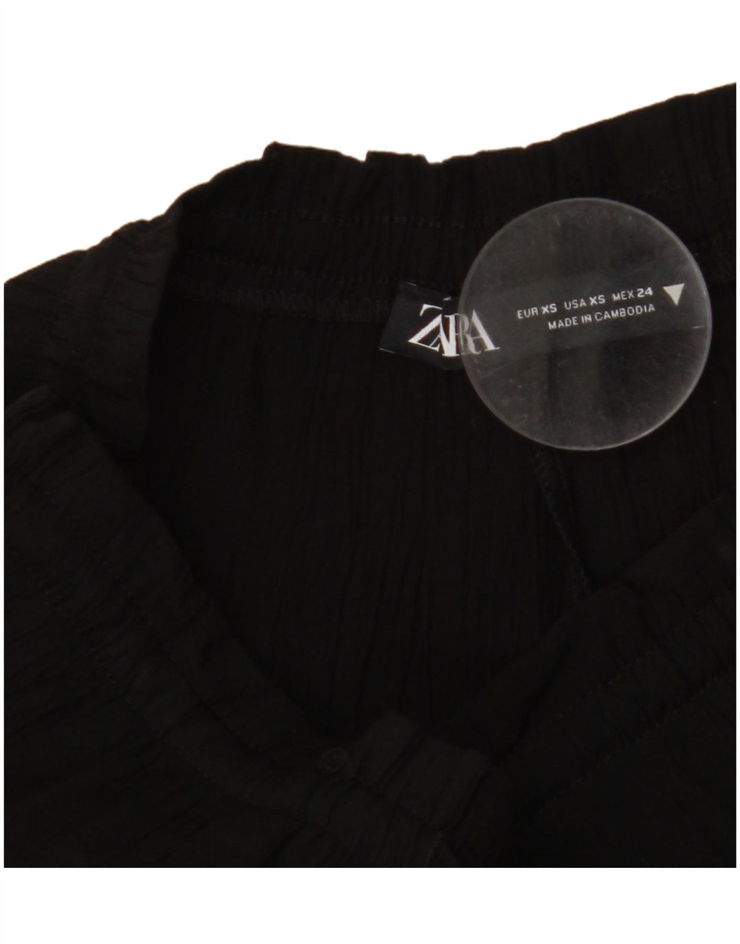 ZARA Mujer Pantalones Anchos De Cintura Alta UK 4 XS W24 L11 Negro