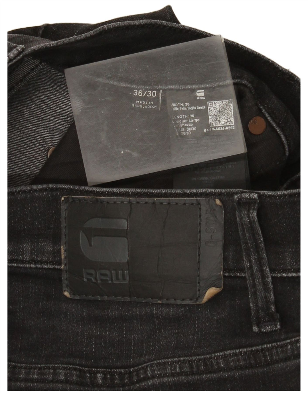 Vaqueros ajustados para hombre G-Star W36 L30 Algodón negro