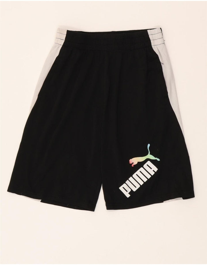 Puma Pantalones cortos deportivos para niños 14-15 años Grande Negro Colorblock Poliéster