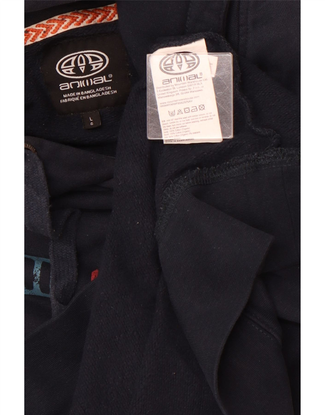 ANIMAL Sudadera con capucha gráfica para hombre Jumper Large Azul marino Algodón