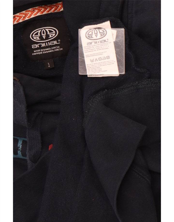 ANIMAL Sudadera con capucha gráfica para hombre Jumper Large Azul marino Algodón