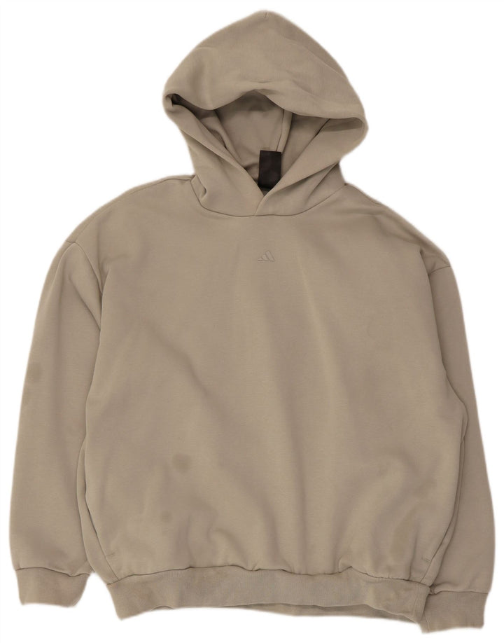Adidas Hombre Gráfico Sudadera con Capucha De Gran Tamaño Jersey Pequeño Beige