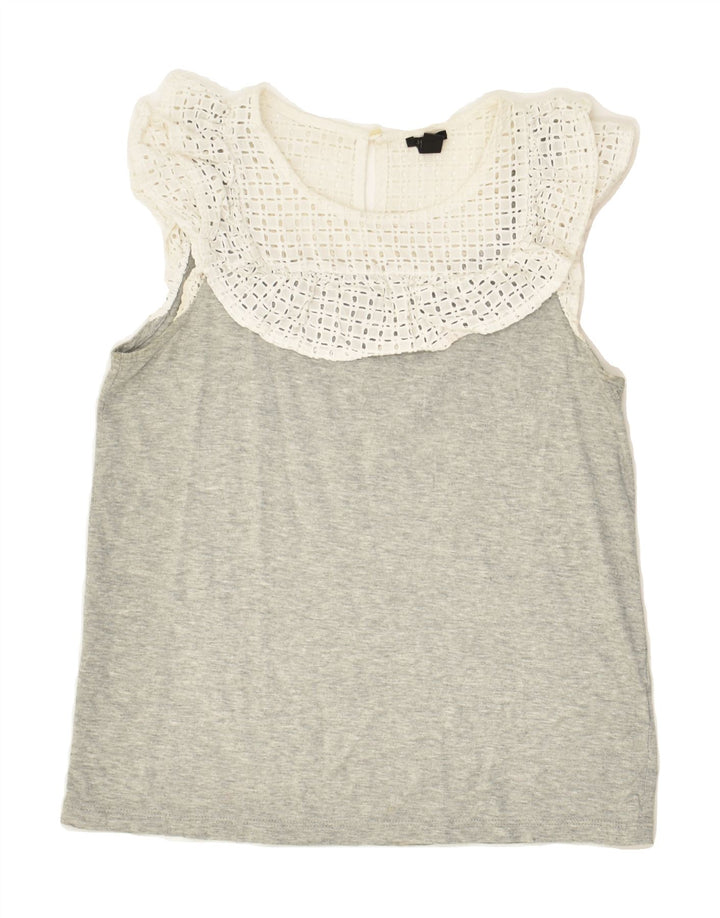 J. CREW Womens Sleeveless Blouse Top UK 2 2XS Grey Colourblock Cotton | Vintage J. Crew | Thrift | Second-Hand J. Crew | Used Clothing | Messina Hembry 