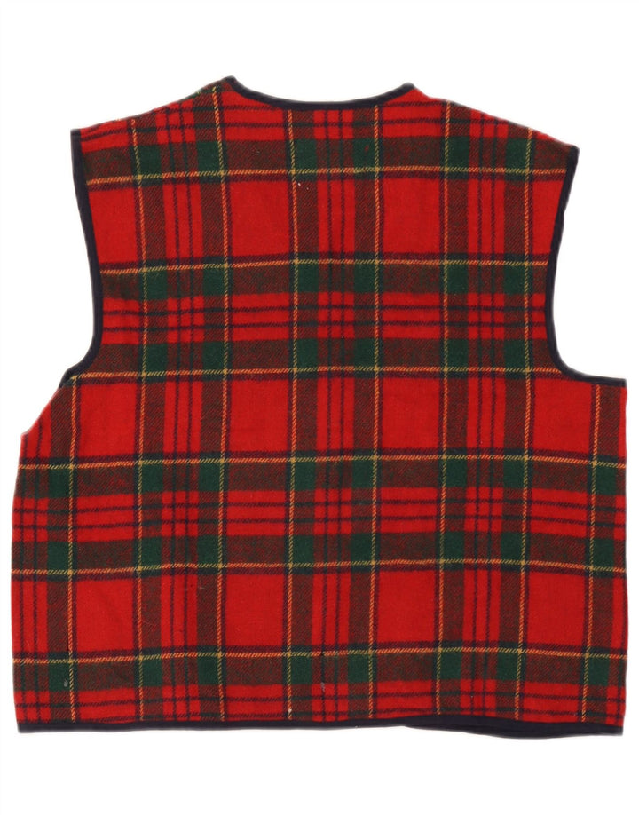 Chaleco vintage para hombre de lana a cuadros rojos grandes