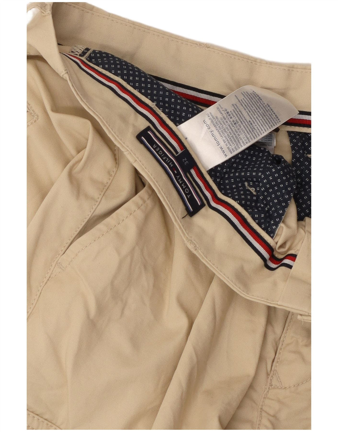 Tommy Hilfiger Shorts Cargo Hombre W32 Algodón Beige Medio