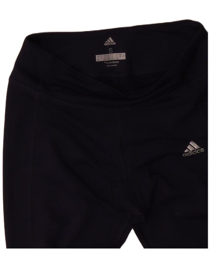 ADIDAS Mujer Climawarm Leggings UK 8/10 Pequeño Azul Marino Poliéster