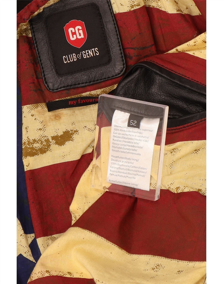 VINTAGE Chaqueta biker de cuero para hombre IT 52 XL Cuero negro