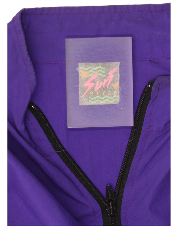 Vintage hombres pullover chándal top chaqueta un tamaño púrpura nylon