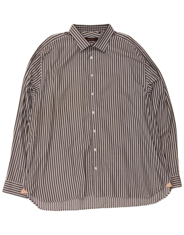 Ben Sherman Camisa para hombre Talla 19 3XL Algodón a rayas gris