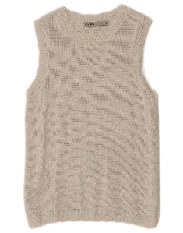 Oasis Top Sin Mangas De Punto para Mujer UK 8 Small Blanco