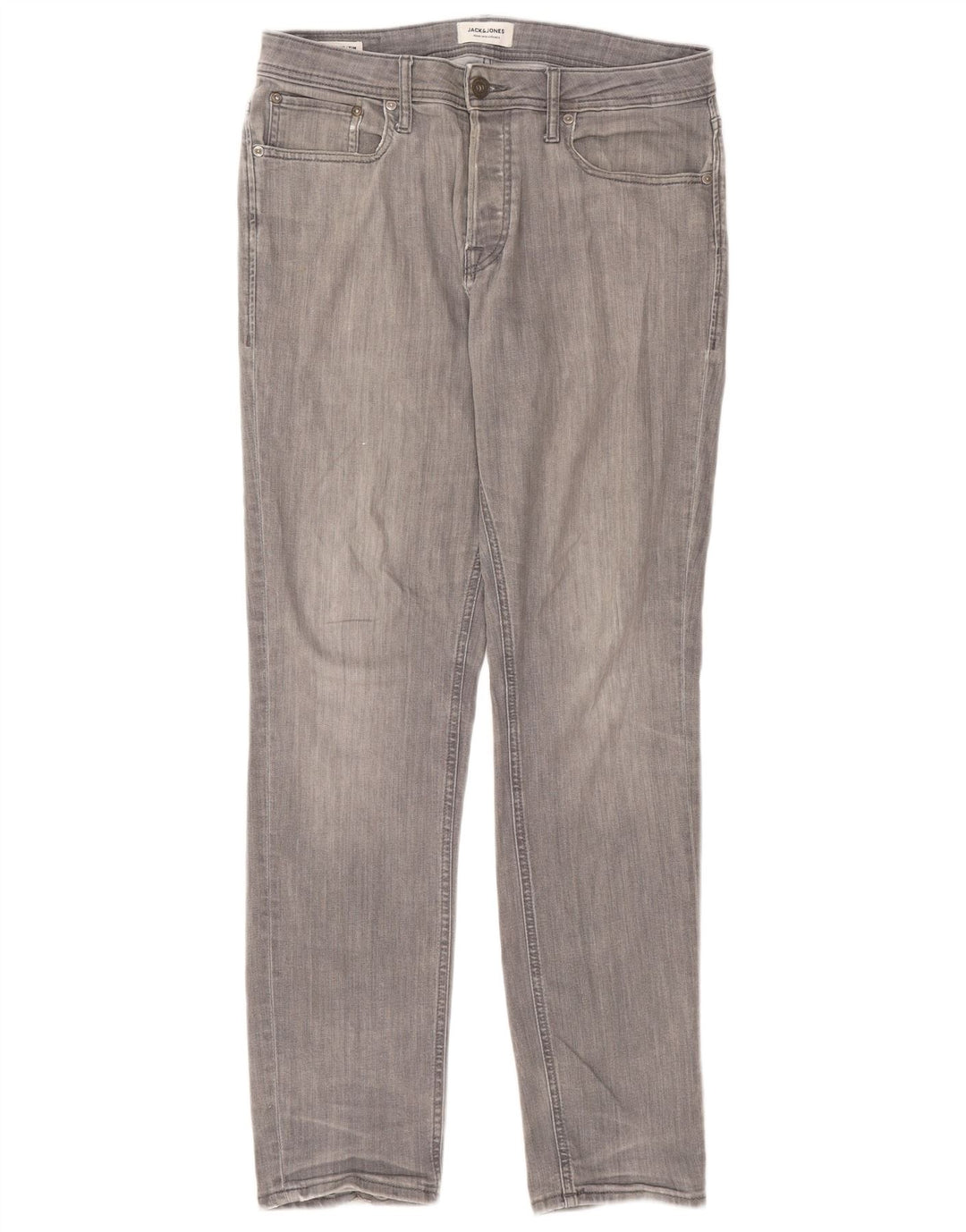 JACK & JONES Vaqueros rectos Tim Slim para hombre W33 L34 Algodón gris