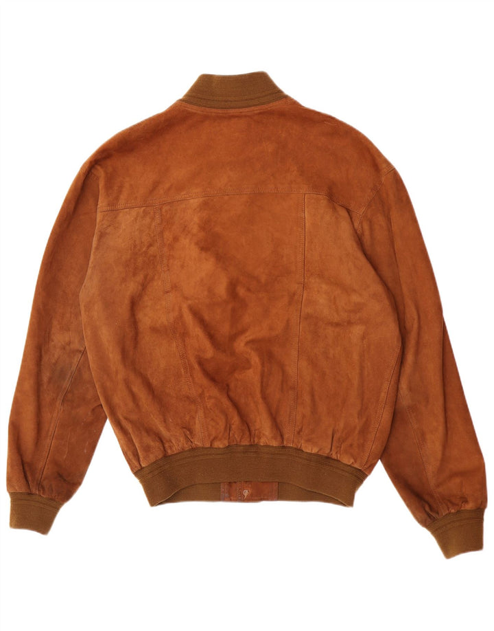 Vintage hombres ante bomber chaqueta IT 52 XL cuero marrón retro