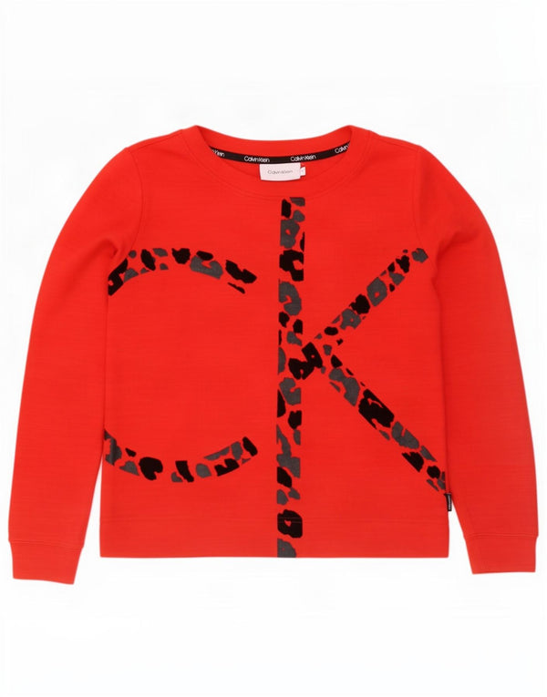 Calvin Klein Sudadera de gran tamaño con gráfico para mujer UK 10 Small Red