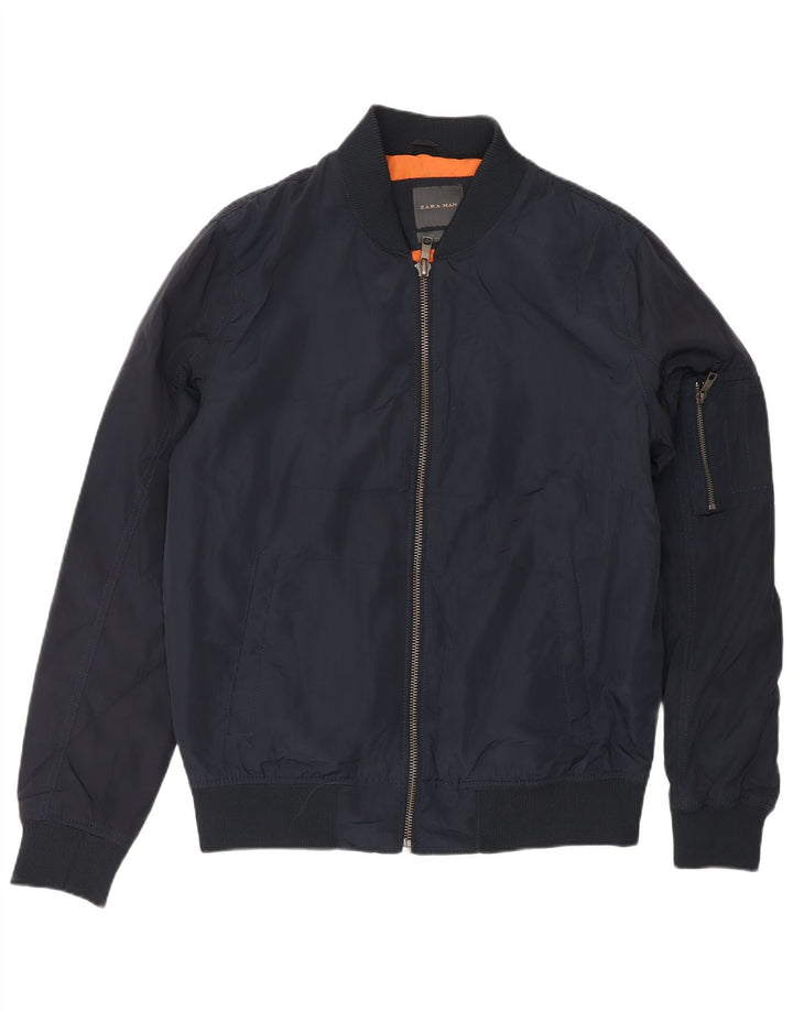 ZARA Chaqueta bomber para hombre UK 40 Large Poliéster azul marino