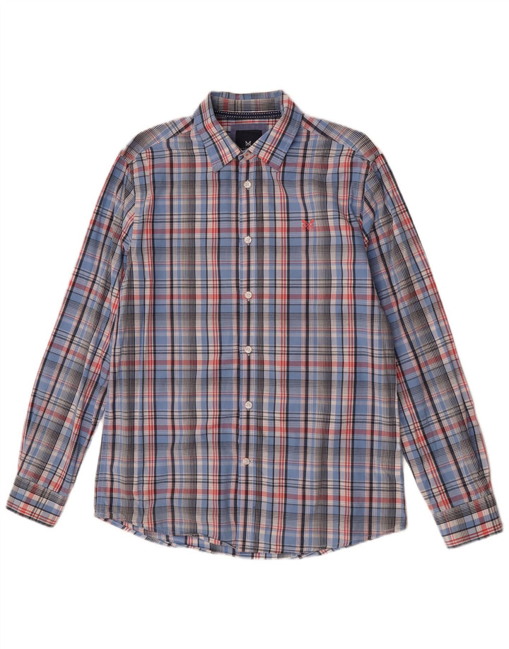 Crew Clothing Camisa de corte clásico para hombre Algodón a cuadros azul pequeño