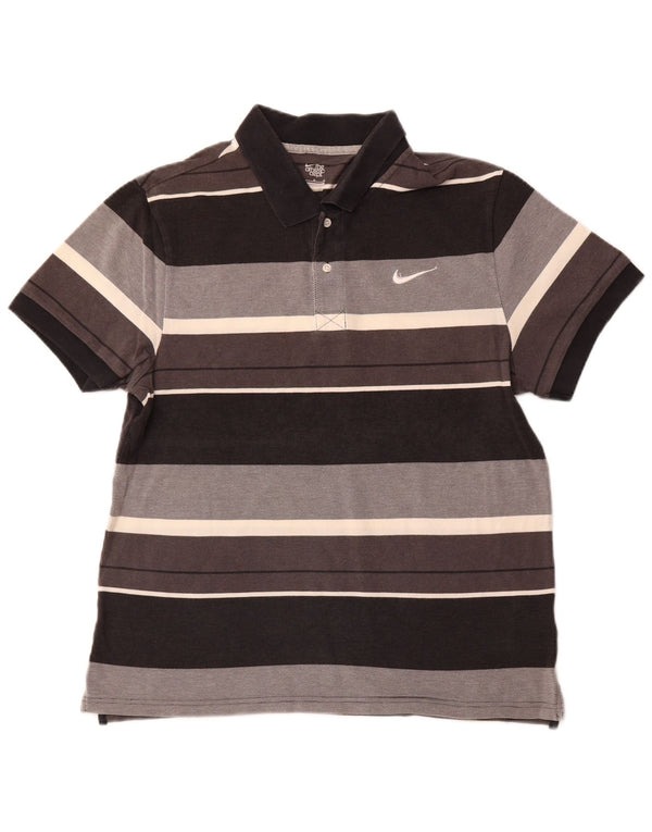 Polo NIKE para hombre de algodón a rayas grises grandes