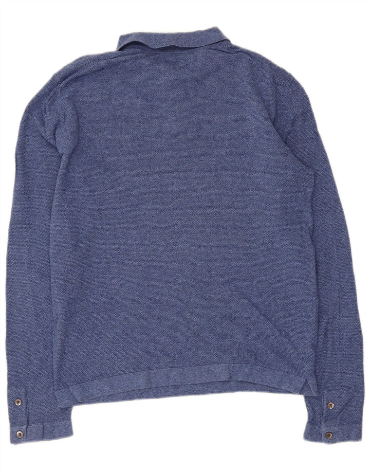 MASSIMO DUTTI Polo Manga Larga Hombre Large Azul Algodón