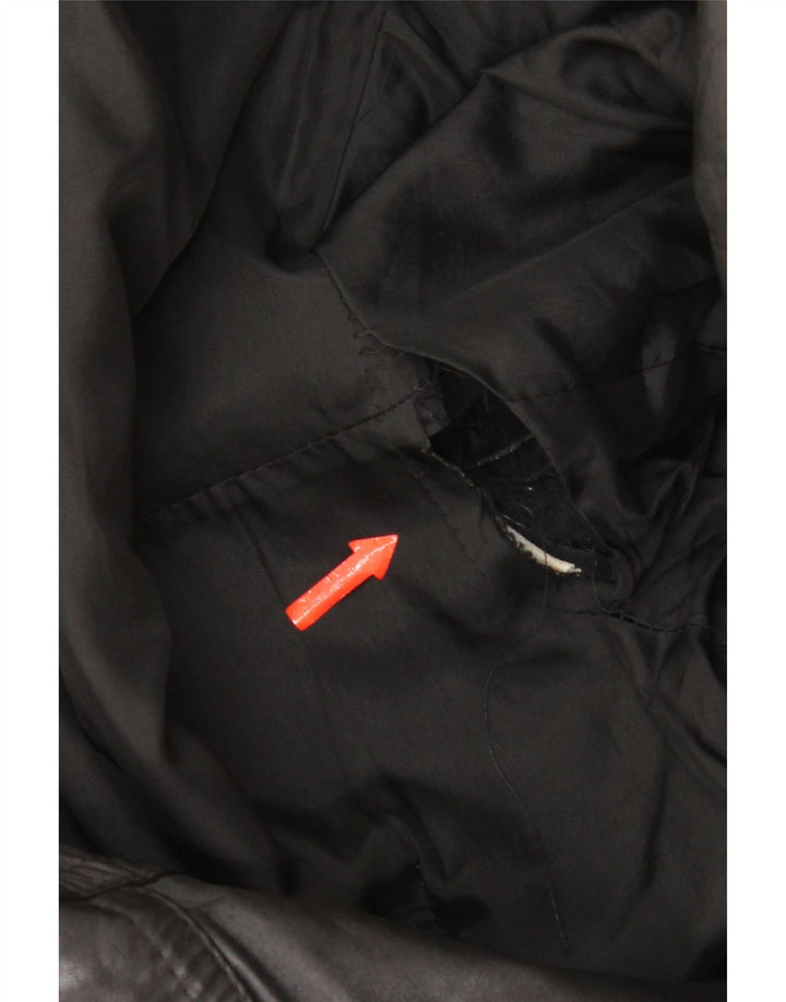 Vintage chaqueta de cuero para hombre Reino Unido 38 cuero negro medio