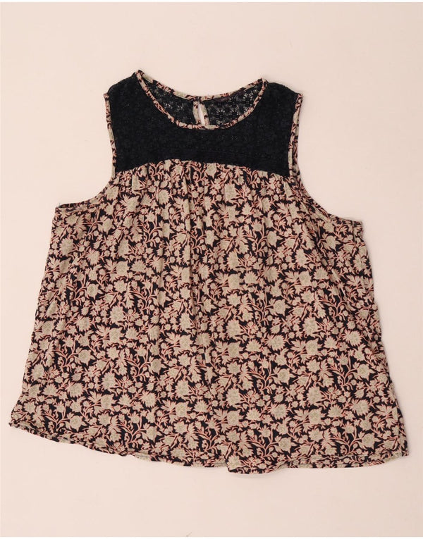 Marks & Spencer Blusa sin mangas para mujer UK 22 2XL Algodón floral beige