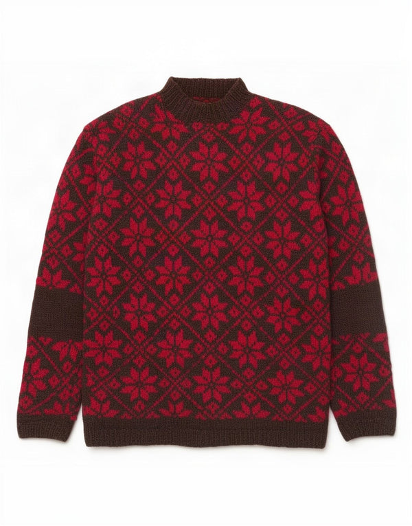 Vintage mujer tortuga cuello jersey suéter Reino Unido 16 grande rojo Fair Isle