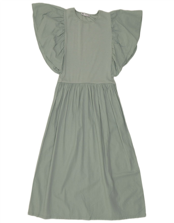 Zara Mujer Maxi Vestido Batwing UK 42 Verde Medio