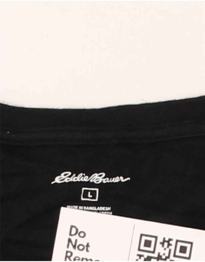 EDDIE BAUER Top de mujer de manga larga UK 16 Grande Algodón negro