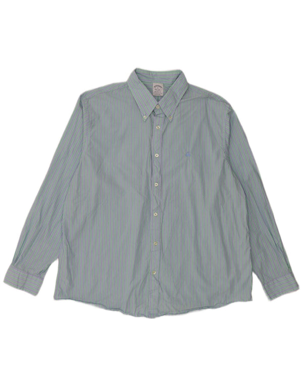 BROOKS BROTHERS Camisa Regent Fit para hombre XL Algodón a rayas azules