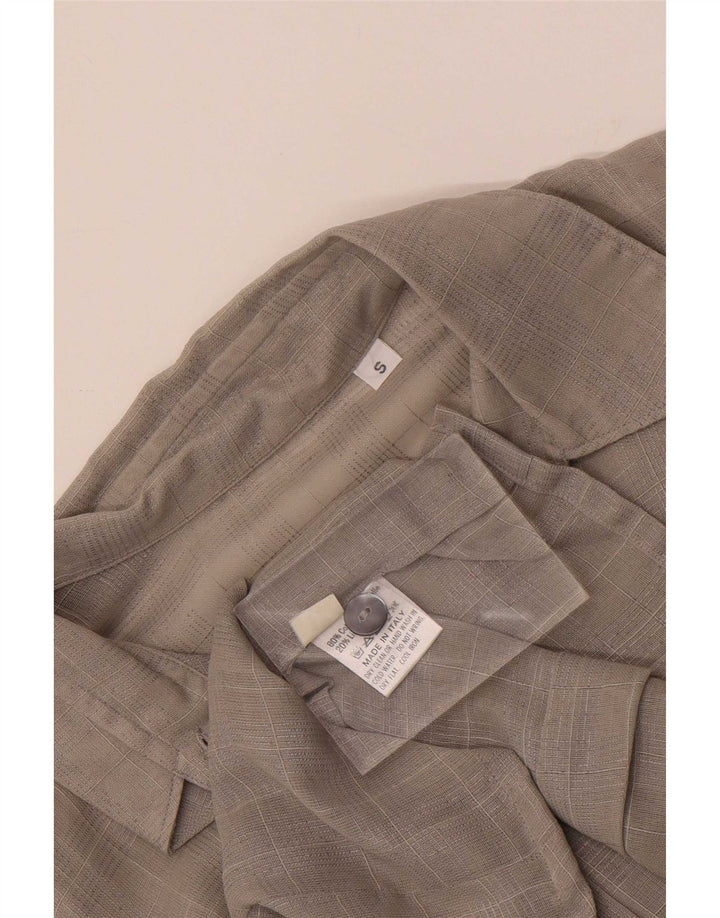 Vintage mujer camisa Reino Unido 10 pequeño gris comprobar algodón