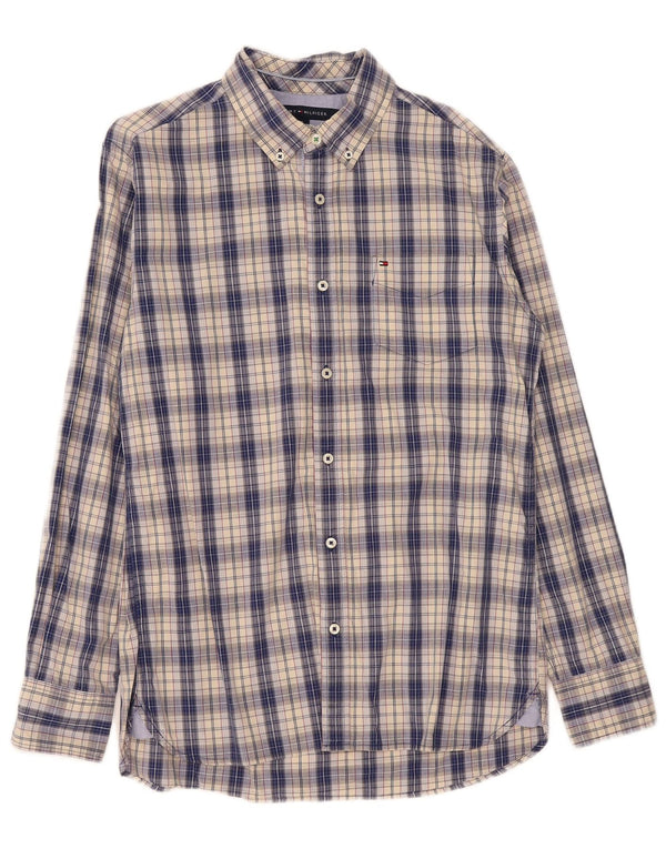 Camisa Tommy Hilfiger de corte personalizado de algodón a cuadros azul medio para hombre