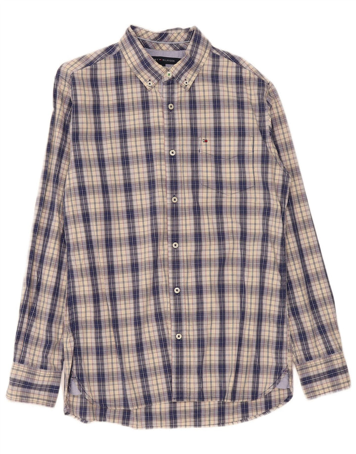 Camisa Tommy Hilfiger de corte personalizado de algodón a cuadros azul medio para hombre