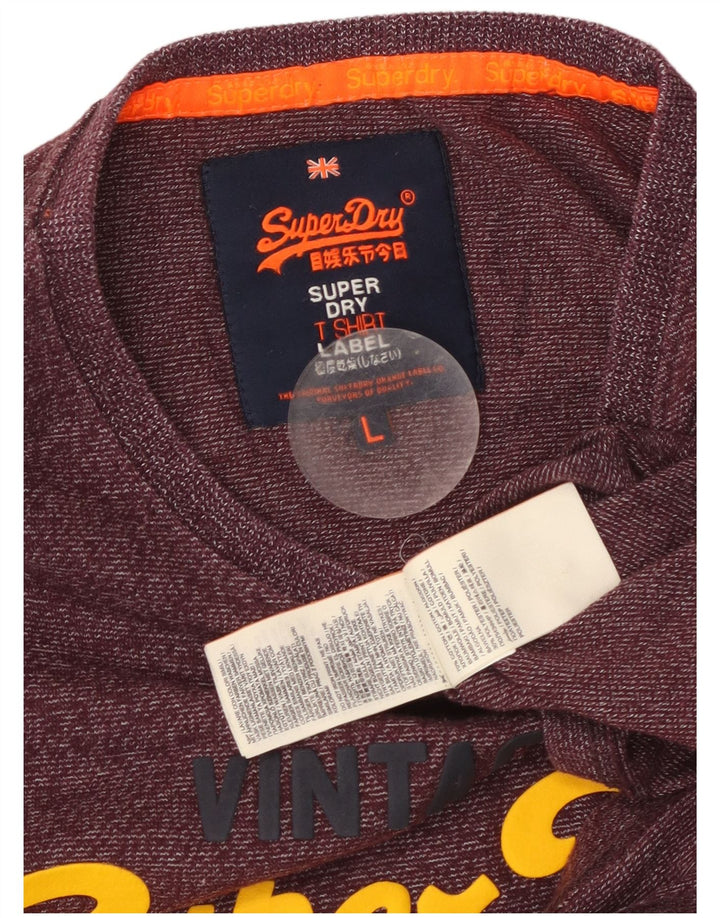 SUPERDRY Camiseta gráfica para hombre Top grande de algodón con rayas diplomáticas en color burdeos