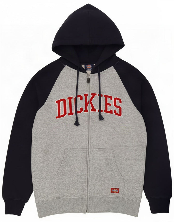 Dickies Sudadera con capucha y cremallera para hombre Bloque de color gris medio